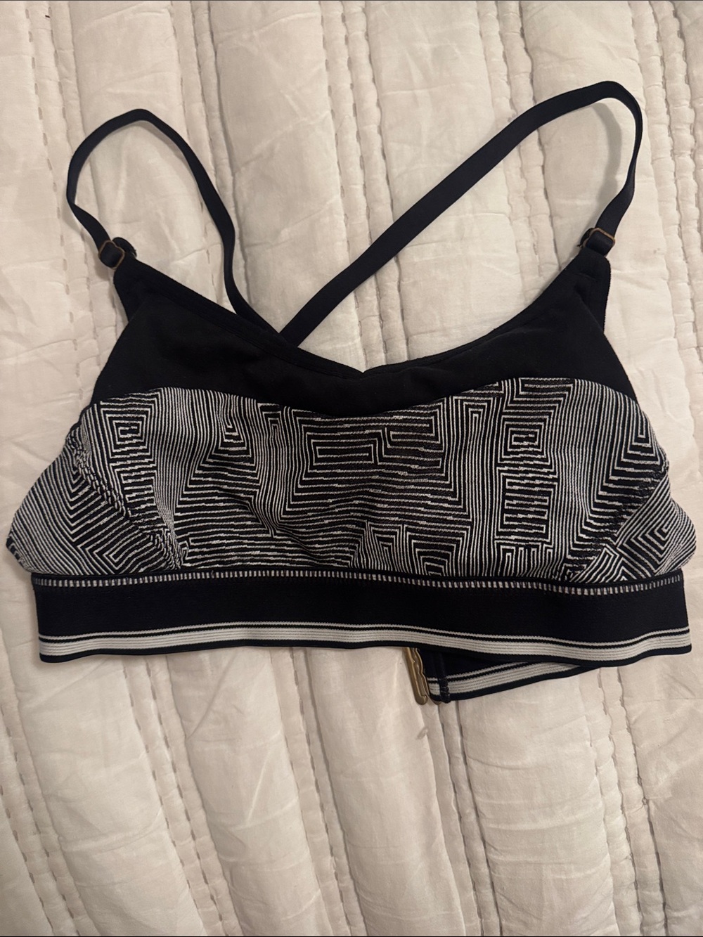 manduka Black and White Geometric Sports Bralette